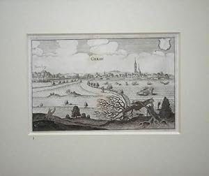 (Groß) - GERAU. (Gesamtansicht mit Dornburg und Schwarzbach). Kupferstich aus "Matthäus Merian: T...