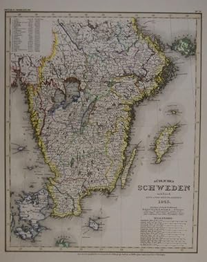 Südliches Schweden nach Forsell. 1845. Entw. u. gez. v. Hauptmann Radefeld. Gestochene, grenzkolo...