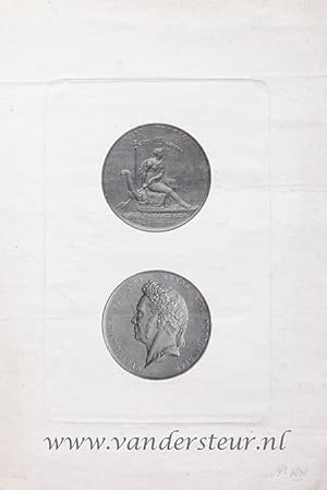Reliëfgravure, 29x18cm, met 2 muntafbeeldingen, uitgegeven door J. Steuerwald ter gelegenheid van...