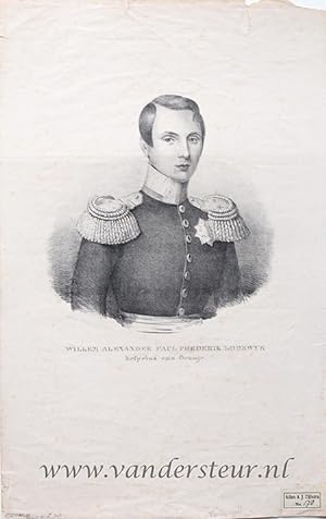 Willem Alexander Paul Frederik Lodewyk. Erfprins van Oranje. Lithografie, 45x28cm.