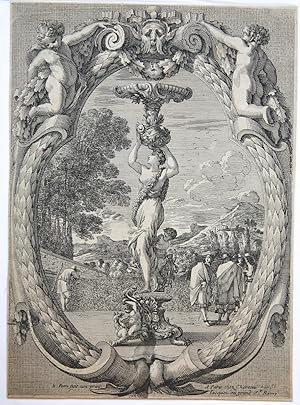 Landscape in ornamental cartouche.