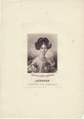 Auguste. (1800-1873), Fürstin von Liegnitz. Nach dem Leben gezeichnet. Original-Stahlstich von St...