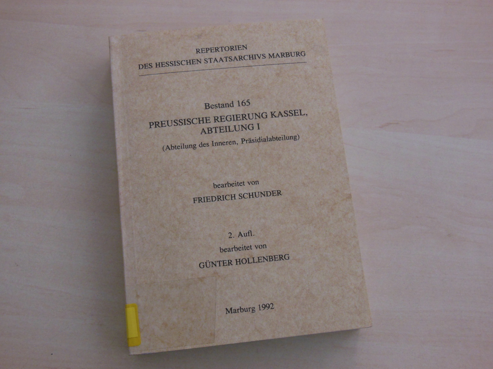 Preußische Regierung Kassel, Abteilung I: Bestand 165 (Abteilung des Inneren, Präsidialabteilung).