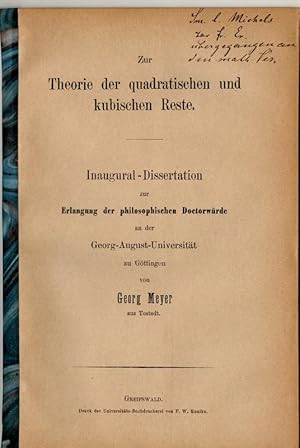 Zur Theorie der quadratischen und kubischen Reste. Dissertation.