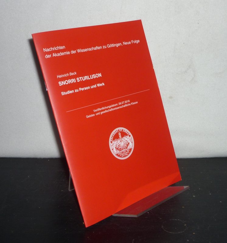 Snorri Sturluson. Studien zu Person und Werk. (Nachrichten der Akademie der Wissenschaften zu Göttingen, Neue Folge, Geistes- und gesellschaftswissenschaftliche Klasse).