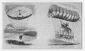 Ballon: Cocking's Sturz und Testu-Brissy's Luftritt, Holzstich, um 1877, 7x12 cm Bildformat