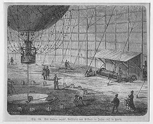 Ballon: Der Ballon captif, konstruirt von Giffard im Jahre 1867 in Paris, Holzstich, um 1880, 11x...