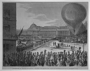 Ballon: Ascension du Ballon Le Geant, á Bruxelles, le 26 septembre 1864, Holzstich, um 1870, 19x2...