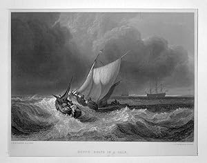 Dutch boats in a gale, Stahlstich, um 1850, 20x27 cm Bildformat