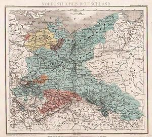 NORDOSTDEUTSCHLAND, Nordöstliches Deutschland, Politische Karte, Farbstahlstich, um 1861, Mittelp...