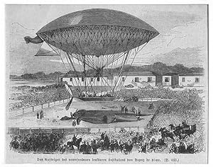 Ballon: Das Aufsteigen des neuerfundenen lenkbaren Luftballons von Dupuy de Lome, Holzstich, um 1...