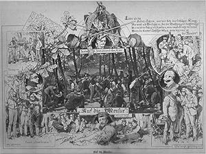 Studenten: Auf die Mensur, Holzstich, um 1887, 28x37 cm Bildformat