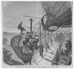 Ballon: Die verunglückte Niederfahrt des Regenti'schen Luftballons am 17. August 1862, Holzstich,...