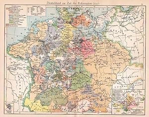 DEUTSCHLAND, Deutschland zur Zeit der Reformation (1547)., Farbdruck um 1895, Mittelpunkt: Bamber...