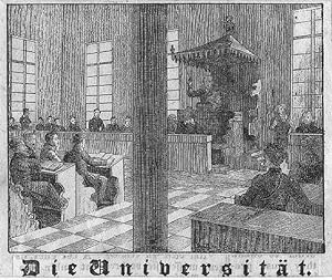 Die Universität, Lithographie, um 1830, 8x10 cm Bildformat