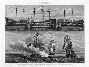 Seewesen: Linienschiffe, Lithographie, um 1874, 22x30 cm Bildformat
