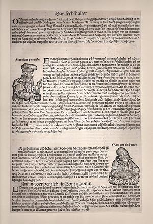 Weltchronik: Lebensbeschreibungen und Brustbilder des Francesco Petrarca, und Sankt Yno ein Docto...