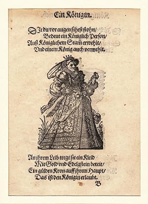 Königin, Holzschnitt, um 1580, aus dem Ständebuch, 17x12 cm Bildformat