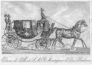 Kutscher, Voiture de Ville de S.A.R. Monseigneur le Duc de Bordeaux, Lithographie, um 1830, 12x17...