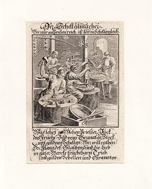 Glockenmacher: Der Schellenmacher, Kupferstich, um 1711, 13x8 cm Bildformat