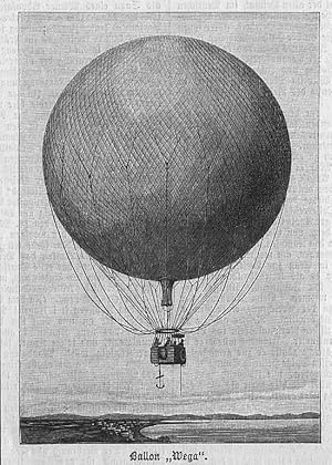 Ballon: Ballon "Wega", Holzstich, um 1885, 12x8 cm Bildformat