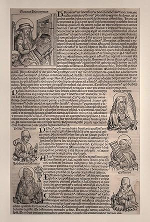 Weltchronik: Lebensbeschreibung und Brustbild des Heiligen Hieronymus vor seinem Bücherschrank in...