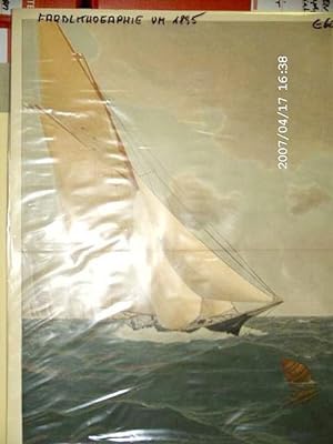 Segelschiff, Farblithographie, um 1895, 44x32 cm Bildformat