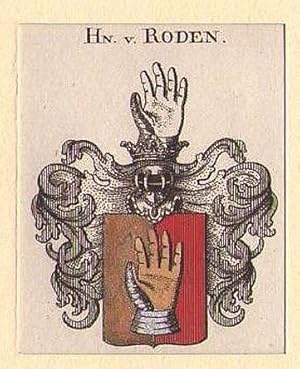 Wappen: Roden Herren von, Kupferstich, um 1790, altkoloriert, 8x7 cm Bildformat