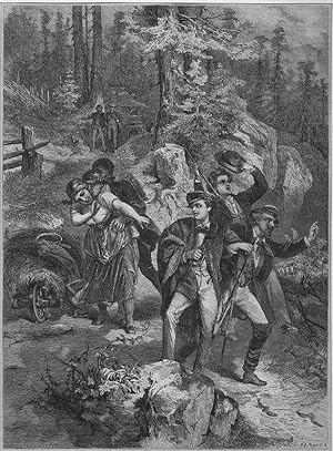 Studenten beim Ausflug, Holzstich, um 1860, 25x19 cm Bildformat