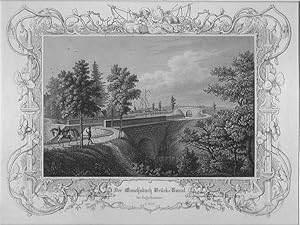 KUGELHAMMER/ Feucht: Gauchsbach-Brück-Kanal des Ludwig-Donau-Main-Kanals mit Blick auf den Ort *** um 1840, Stahlstich, 19x25 cm