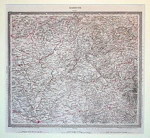 KRONACH/ Oberfranken, Umgebungskarte, Lithographie, Woerl, um 1850, Mittelpunkt: Kronach, zeigt d...