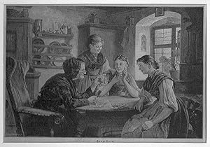 Kartenlegerin: Herz-Ober, Holzstich, um 1870, 17x26 cm Bildformat