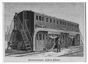 Eisenbahn: Personenwagen, System Estrade, Holzstich, um 1886, 6x9 cm Bildformat