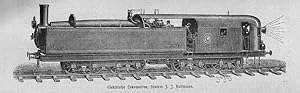 Eisenbahn: Elektrische Lokomotive, System J.J. Heilmann, Holzstich, um 1895, 6x19 cm Bildformat