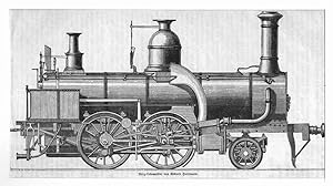 Eisenbahn: Berg-Lokomotive von Richard Hartmann, Holzstich, um 1850, 12x22 cm Bildformat
