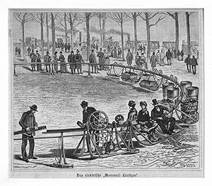 Eisenbahn: Das elektrische "Monorail Lartigue", Holzstich, um 1880, 12x14 cm Bildformat