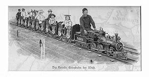 Eisenbahn: Die kleinste Eisenbahn der Welt, Zinkographie, um 1900, 6x13 cm Bildformat