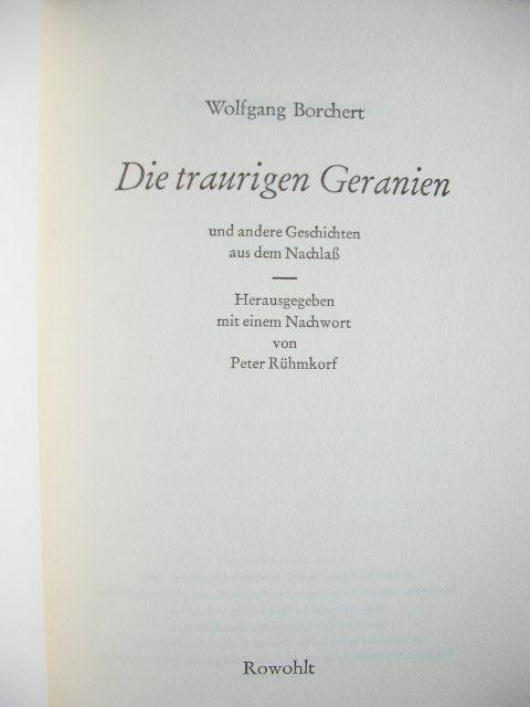 die traurigen geranien und von borchert ZVAB