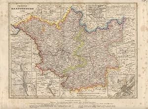 Provinz Brandenburg 1848. Grenzkolorierte Stahlstich-Karte von Zipter nach Renner.