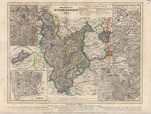 Rheinprovinz Niederrhein 1847. Grenzkolorierte Stahlstich-Karte von Kleinknecht nach Renner.