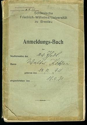 Anmeldungs-Buch des Studierenden Herrn Walter Köhler