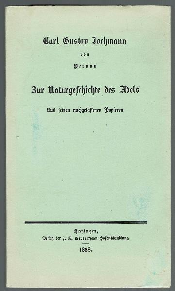 Zur Naturgeschichte des Adels (Jahresgabe / Carl Winter, Universitätsverlag, Heidelberg)