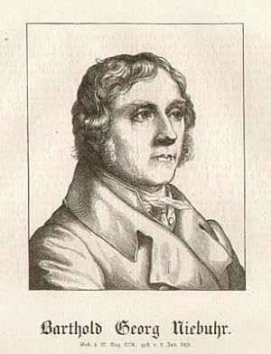 Barthold Georg Niebuhr (1776-1831), Althistoriker. Holzstich-Porträt.