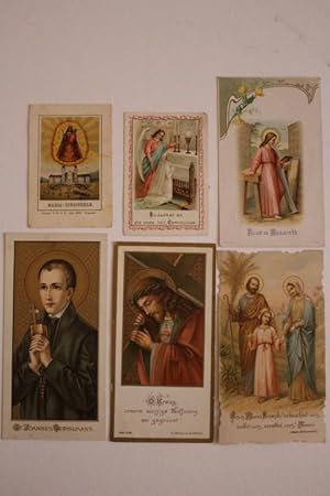 Konvolut von 6 chromolithographierten Heiligen- und Kommunionbildern, um 1900-1917. Verschiedene ...