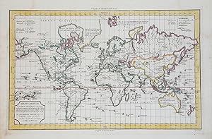 Mappe - Monde ou Carte Generale de toutes les Parties connues de la Surface du Globe selon la pro...