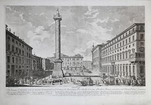 Veduta di Piazza Colonna con in mezzo la magnifica Colonna di Antonino Pio che da il nome alla de...