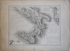 Carte de l'Italie Méridionale e de la Sicile Ancienne; Pays autrefois connus sous le nom de Grand...