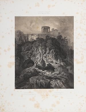 Die Neptuns Grotte mit den Tempeln der Vesta un Sibilla inTivoli . / La Grotta di Nettuno è i tem...