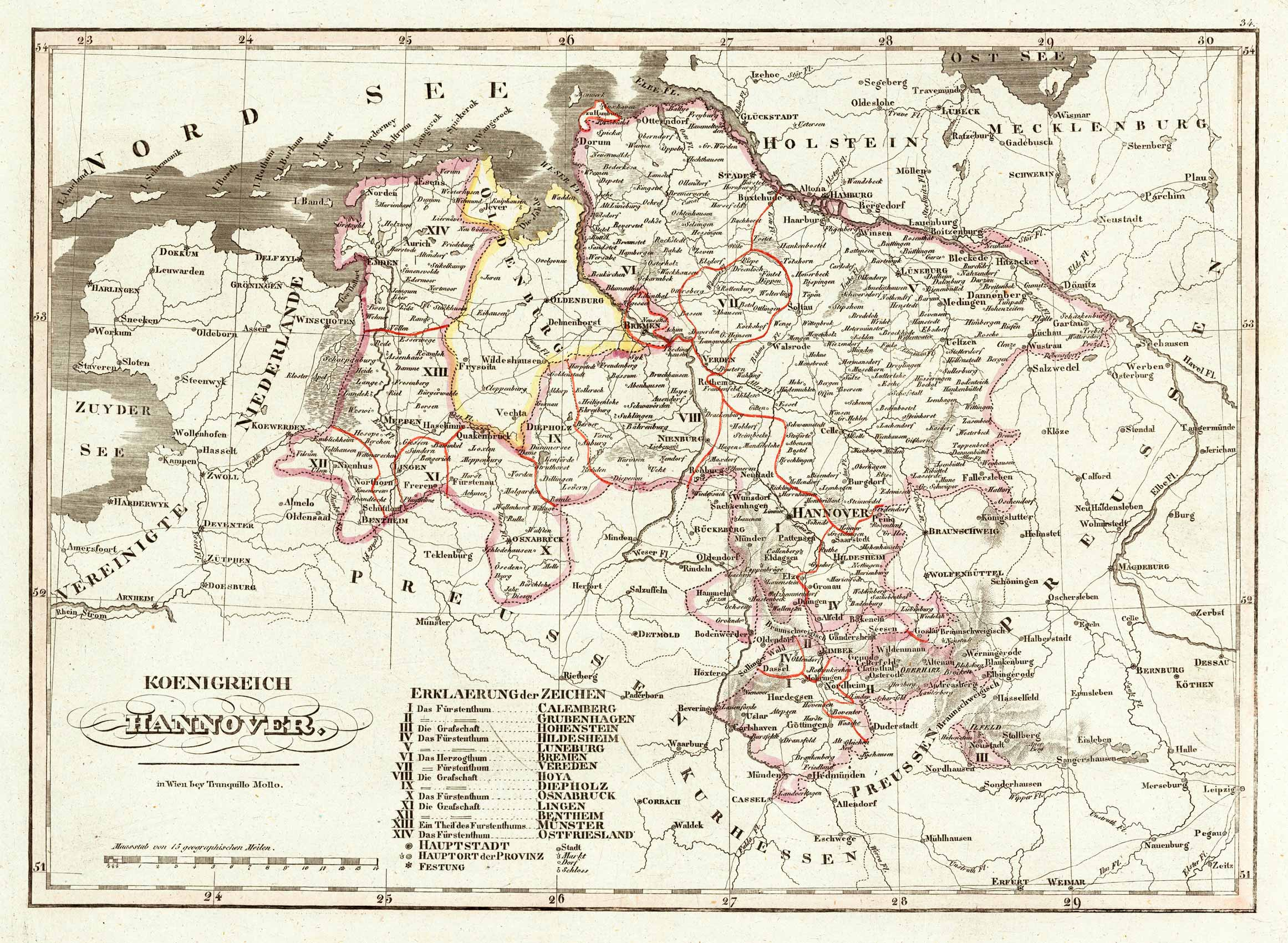Koenigreich Hannover by Mollo, Tranquillo: (1829) Map | Antiquariat