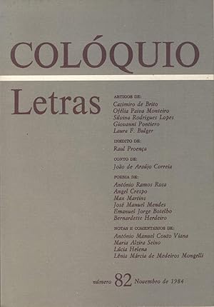 Coloquio Letras n° 82 novembro de 1984